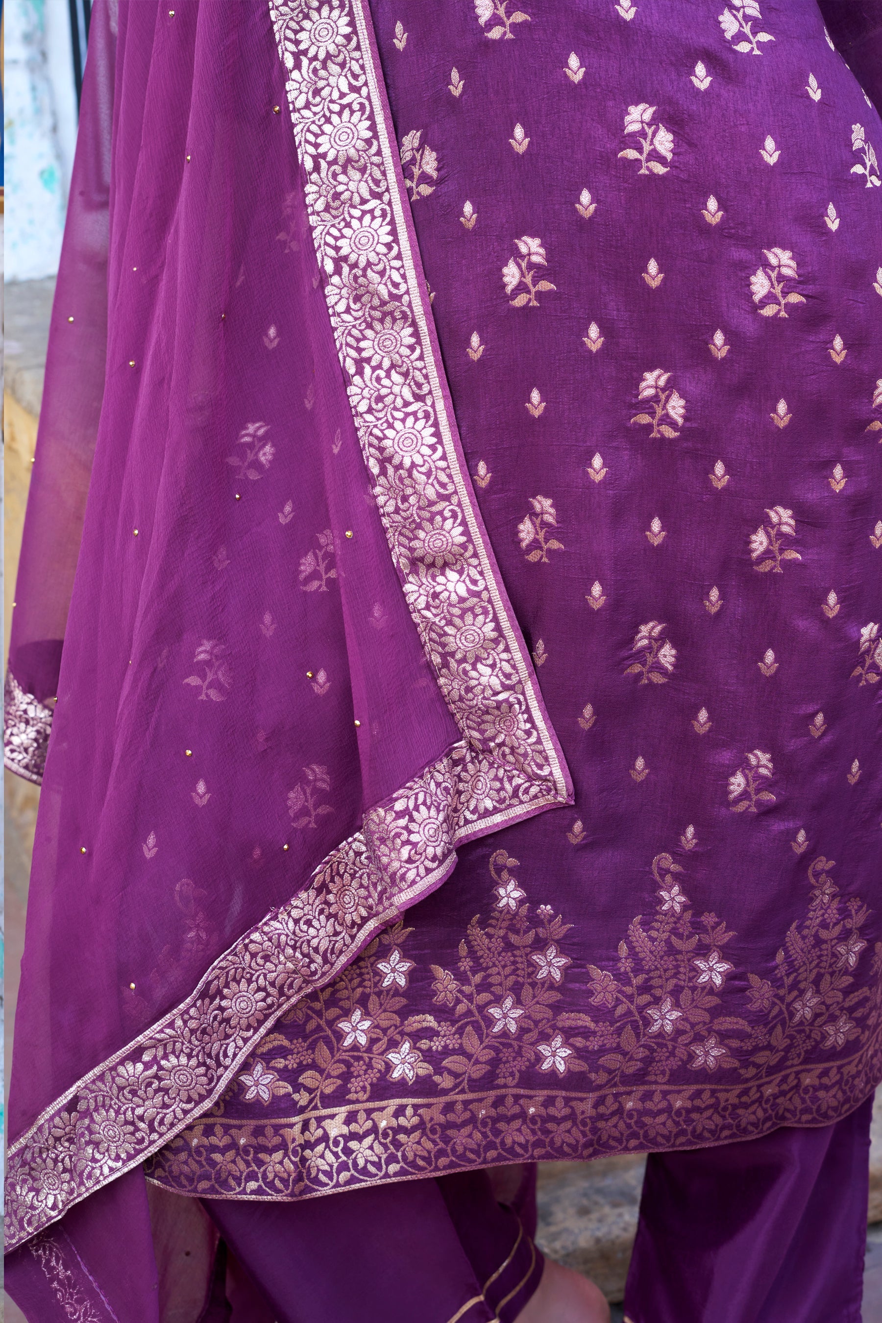 Arya Women Kurta and Pant Sets Dupatta Viscose Rayon Silk Blend with Handwork - FitVibe Fashion