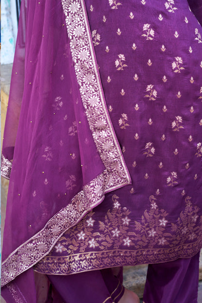 Arya Women Kurta and Pant Sets Dupatta Viscose Rayon Silk Blend with Handwork - FitVibe Fashion