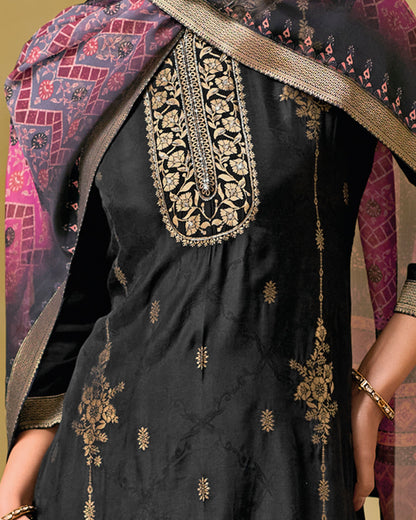 Riwaayat Viscose Self Jacquard Women Kurta and Trouser Duppata Set - FitVibe Fashion