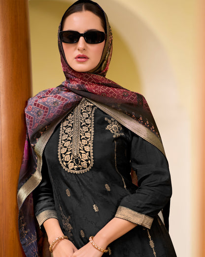 Riwaayat Viscose Self Jacquard Women Kurta and Trouser Duppata Set - FitVibe Fashion