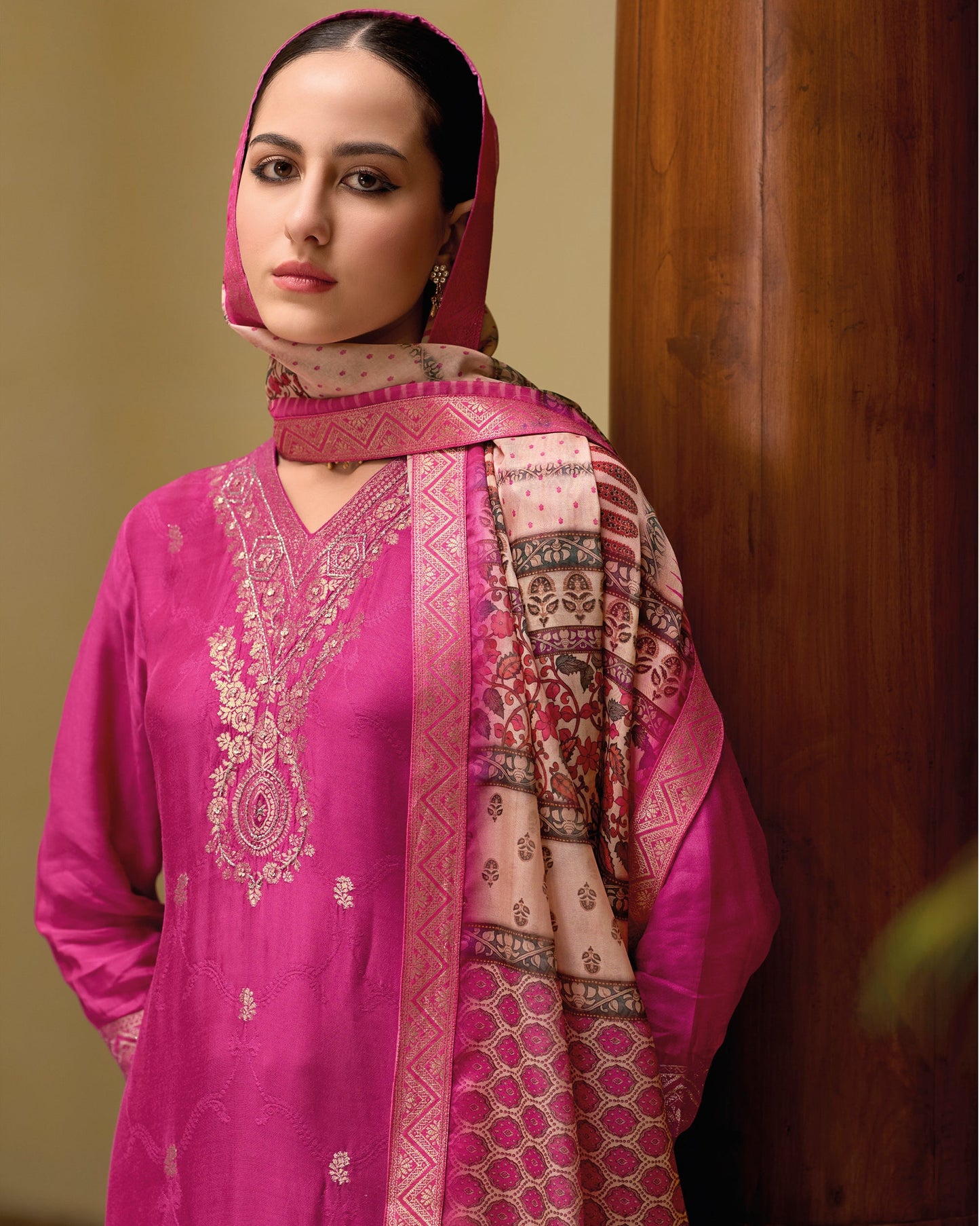 Gulnaar Viscose Self Jacquard Women Kurta and Trouser Duppata Set - FitVibe Fashion