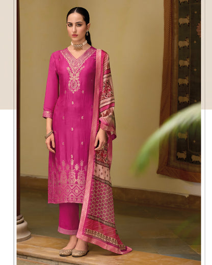 Gulnaar Viscose Self Jacquard Women Kurta and Trouser Duppata Set - FitVibe Fashion