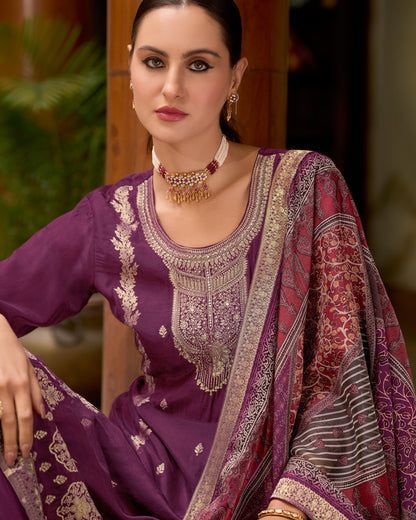 Rajtilak Viscose Self Jacquard Women Kurta and Trouser Duppata Set - FitVibe Fashion