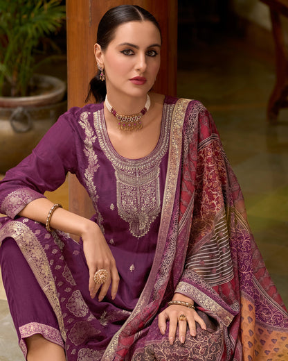 Rajtilak Viscose Self Jacquard Women Kurta and Trouser Duppata Set - FitVibe Fashion