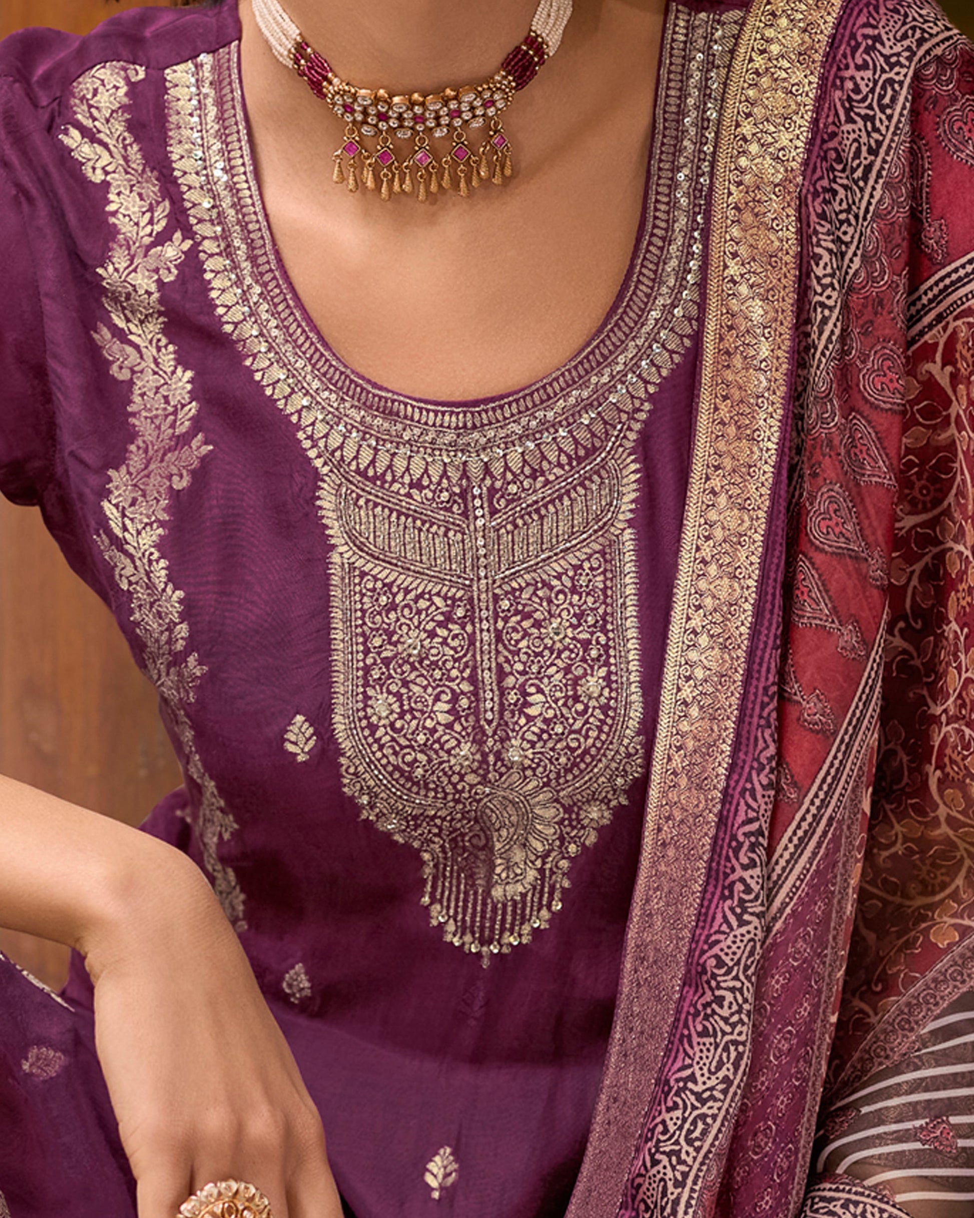 Rajtilak Viscose Self Jacquard Women Kurta and Trouser Duppata Set - FitVibe Fashion