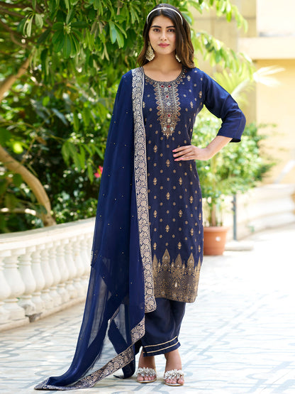 Puja Women Kurta and Pant Sets Dupatta Viscose Rayon Silk Blend with Handwork - FitVibe Fashion