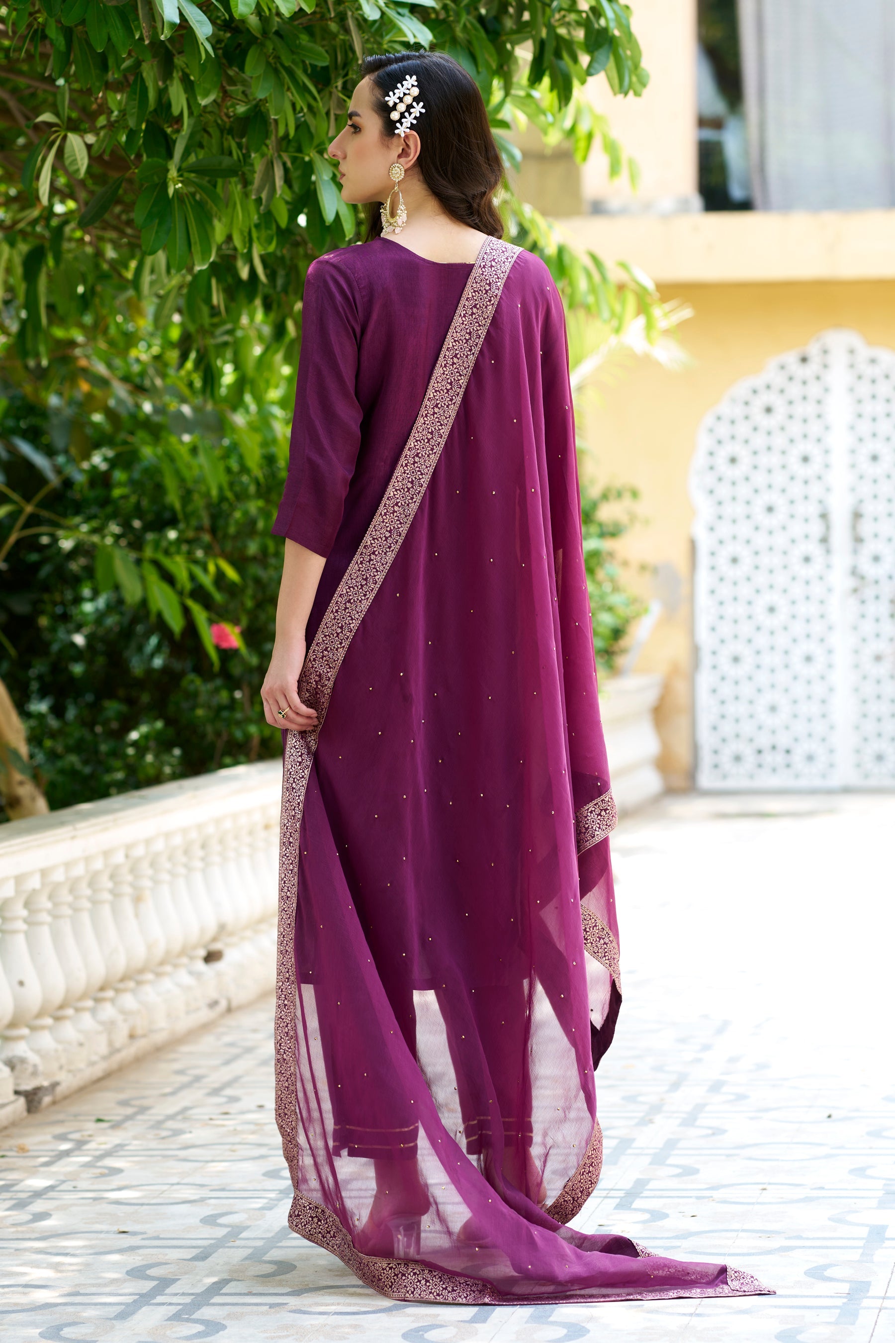 Utsav Women Kurta and Pant Sets Dupatta Viscose Rayon Silk Blend with Handwork - FitVibe Fashion