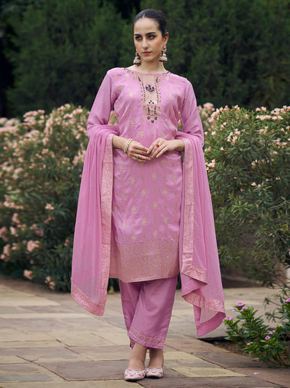 Prakriti Women Kurta and Pant Sets Dupatta Viscose Rayon Silk Blend with Handwork - FitVibe Fashion