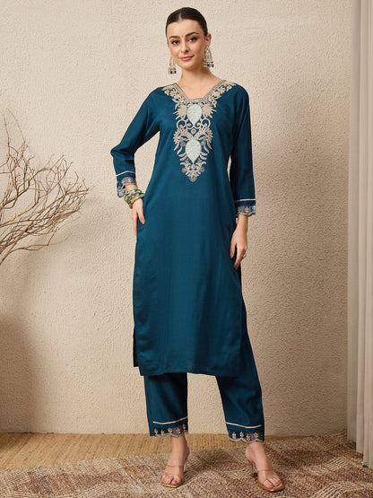 Saanvi Women's Ready to Wear Viscose Rayon Silk Kurta Set Lightweight Soft Stylish Ethnic Outfit - FitVibe Fashion