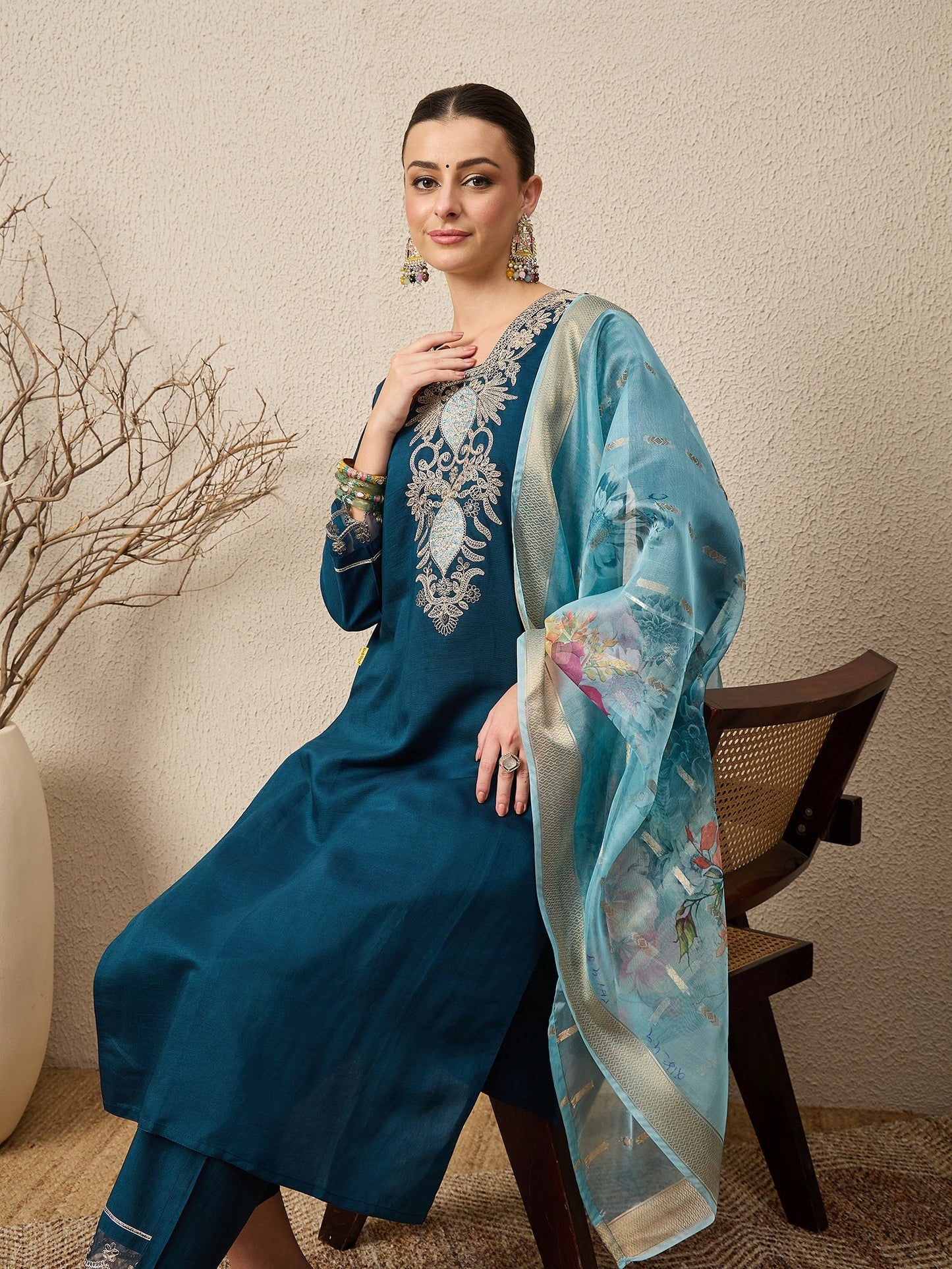 Saanvi Women's Ready to Wear Viscose Rayon Silk Kurta Set Lightweight Soft Stylish Ethnic Outfit - FitVibe Fashion