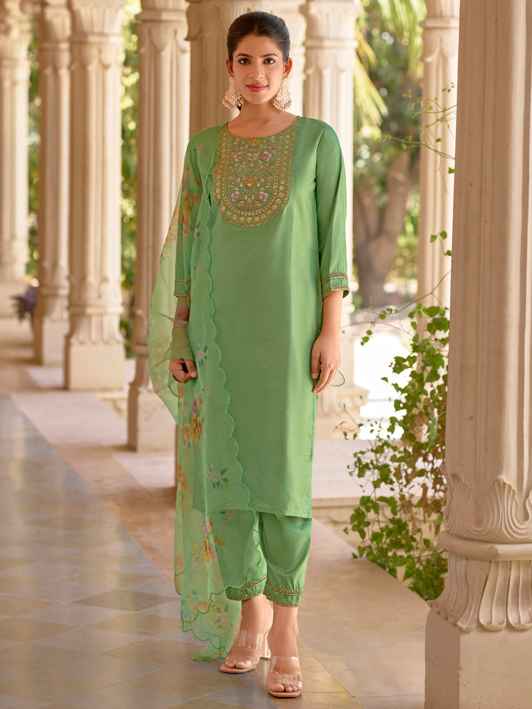 Niharika Women Kurta and Trousers Pant Set Silk Blend - FitVibe Fashion