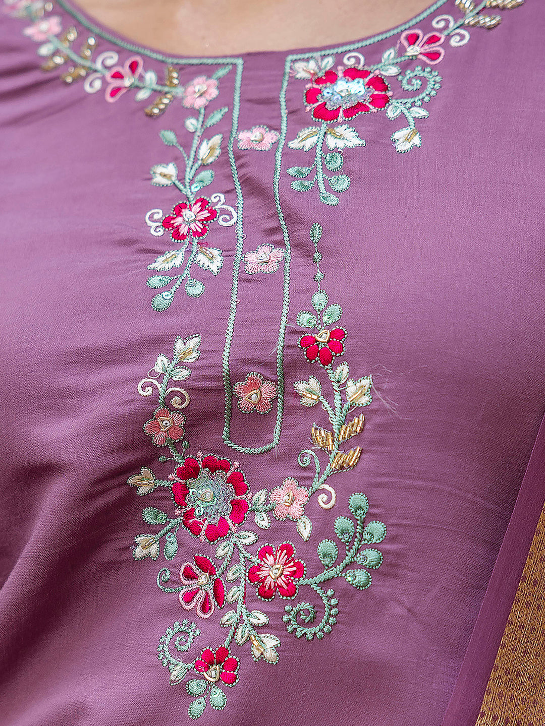 Nisha Viscose Roman Silk Calf Length Kurta Set Dupatta - FitVibe Fashion