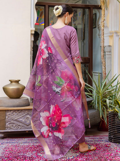 Nisha Viscose Roman Silk Calf Length Kurta Set Dupatta - FitVibe Fashion