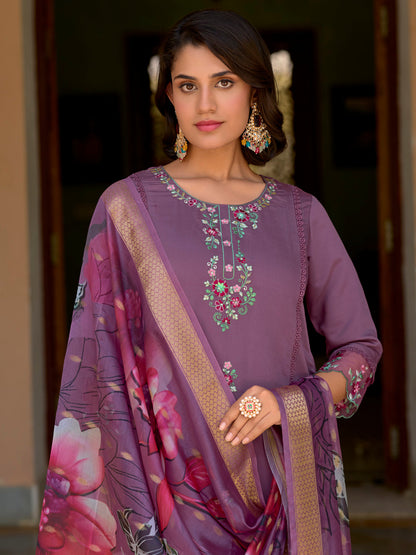 Lakshmi Viscose Roman Silk Calf Length Kurta Set Dupatta - FitVibe Fashion