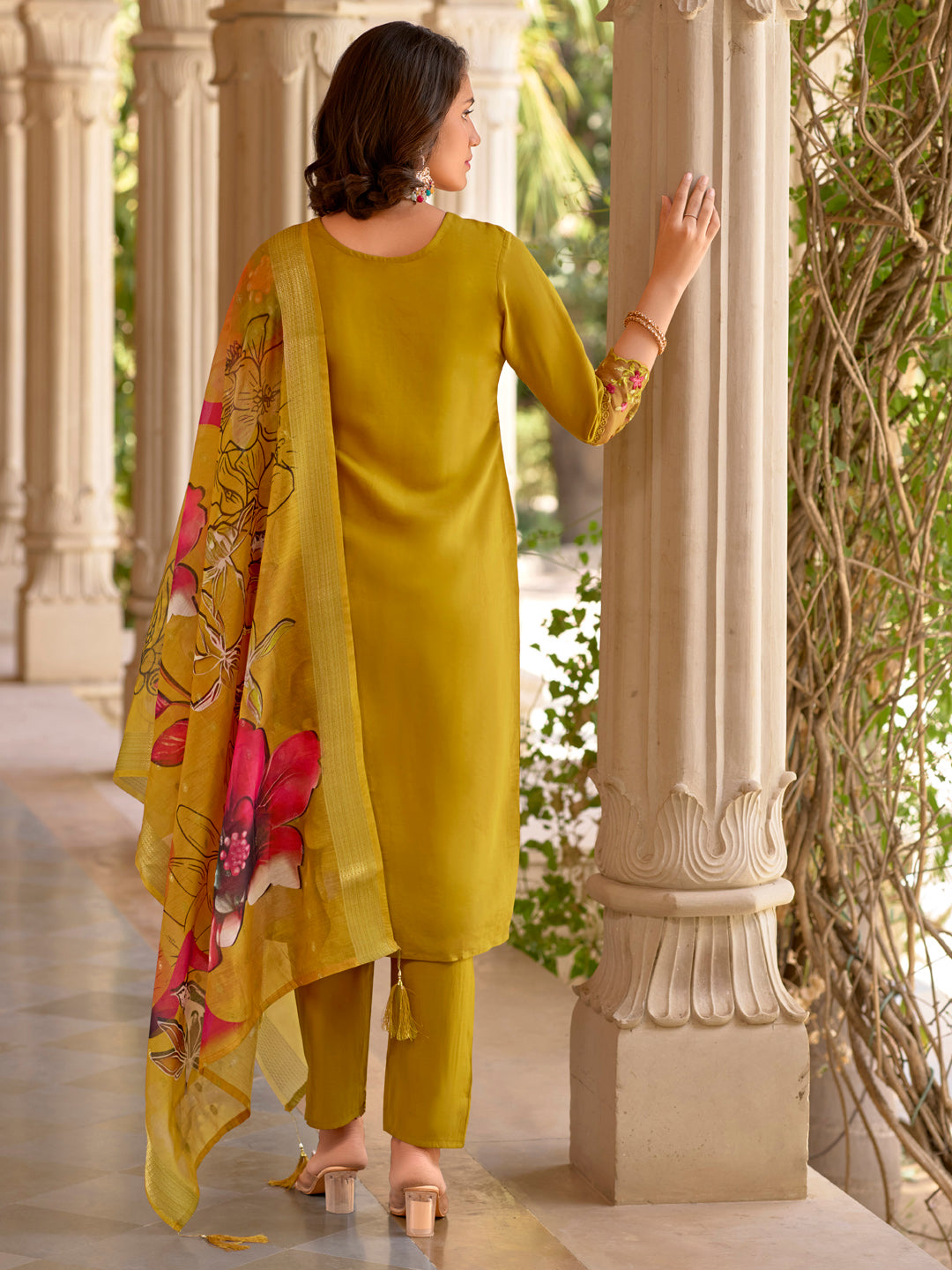 Vanshika Viscose Roman Silk Calf Length Kurta Set Dupatta - FitVibe Fashion