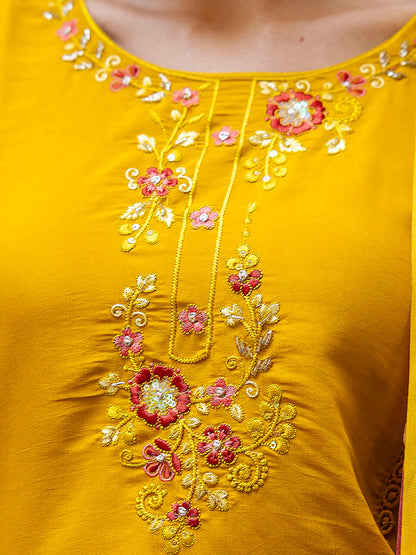 Nisha Viscose Roman Silk Calf Length Kurta Set Dupatta - FitVibe Fashion