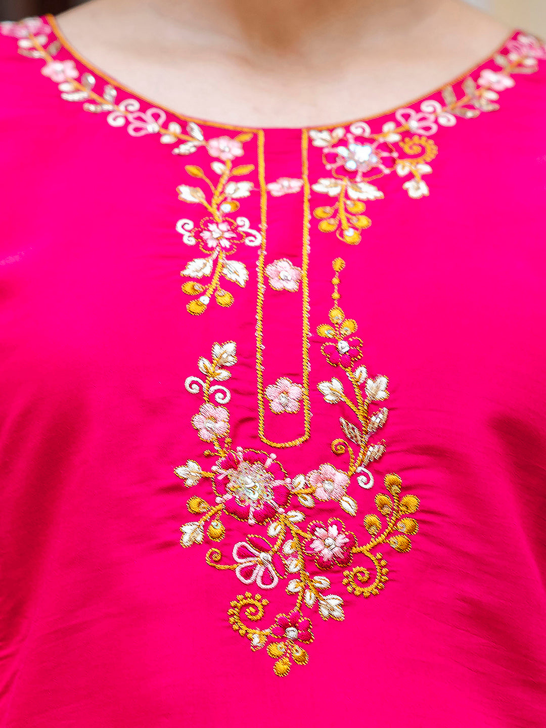 Nisha Viscose Roman Silk Calf Length Kurta Set Dupatta - FitVibe Fashion