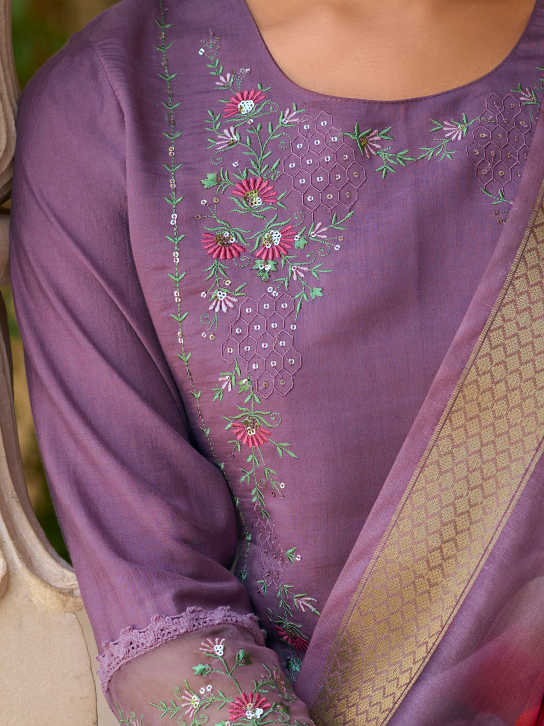 Saleena Viscose Silk Embroidery Straight Kurta Pant with Dupatta Suits - FitVibe Fashion