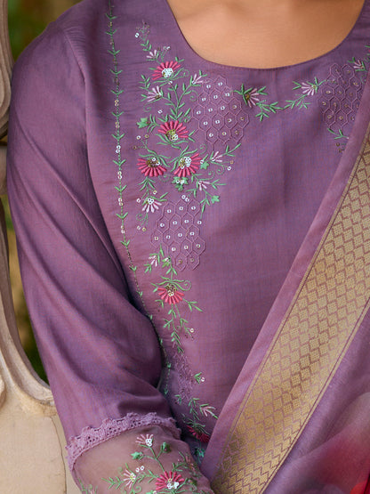 Saleena Viscose Silk Embroidery Straight Kurta Pant with Dupatta Suits - FitVibe Fashion