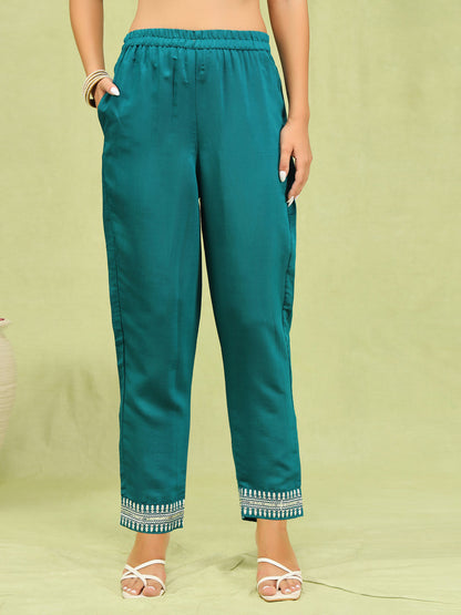 Nayika Women’s Viscose Roman Silk Embroidery Straight Kurta Pant with Dupatta Set - FitVibe Fashion