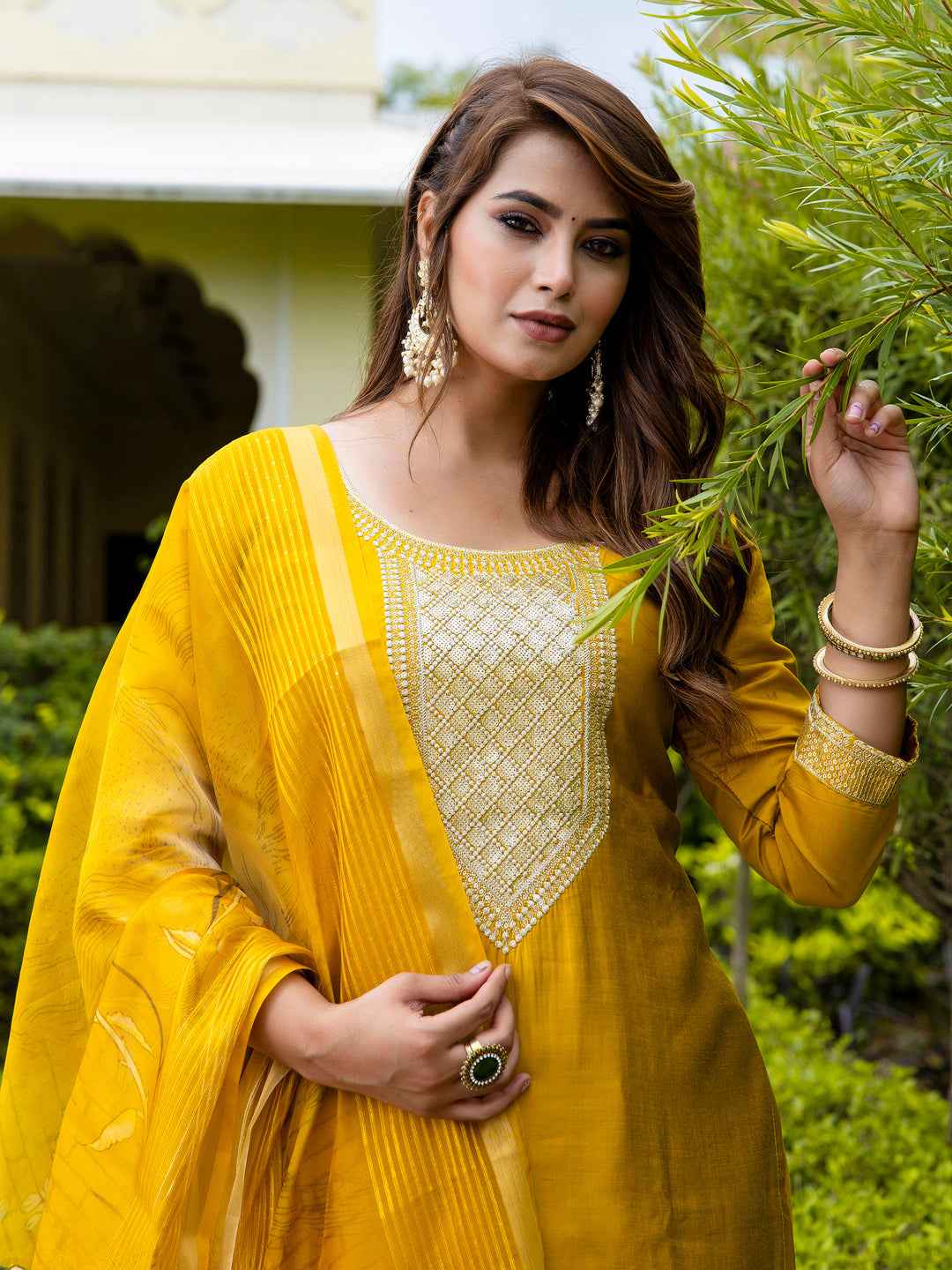 Abhilasha Women’s Viscose Roman Silk Embroidery Straight Kurta Pant with Dupatta Set