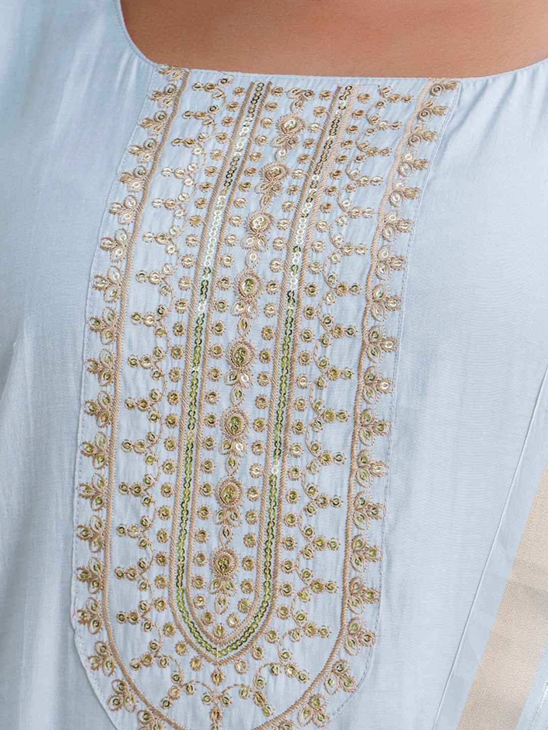 Agni Women’s Viscose Roman Silk Embroidery Straight Kurta Pant with Dupatta Set