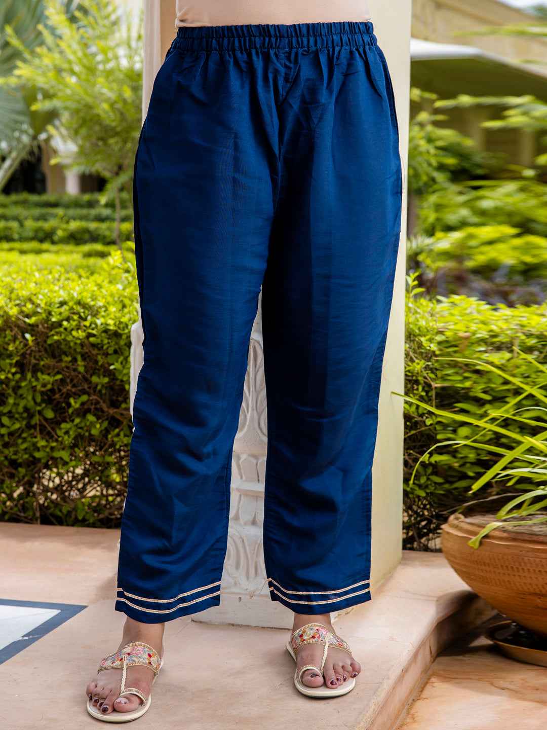 Akruti Women’s Viscose Roman Silk Embroidery Straight Kurta Pant with Dupatta Set