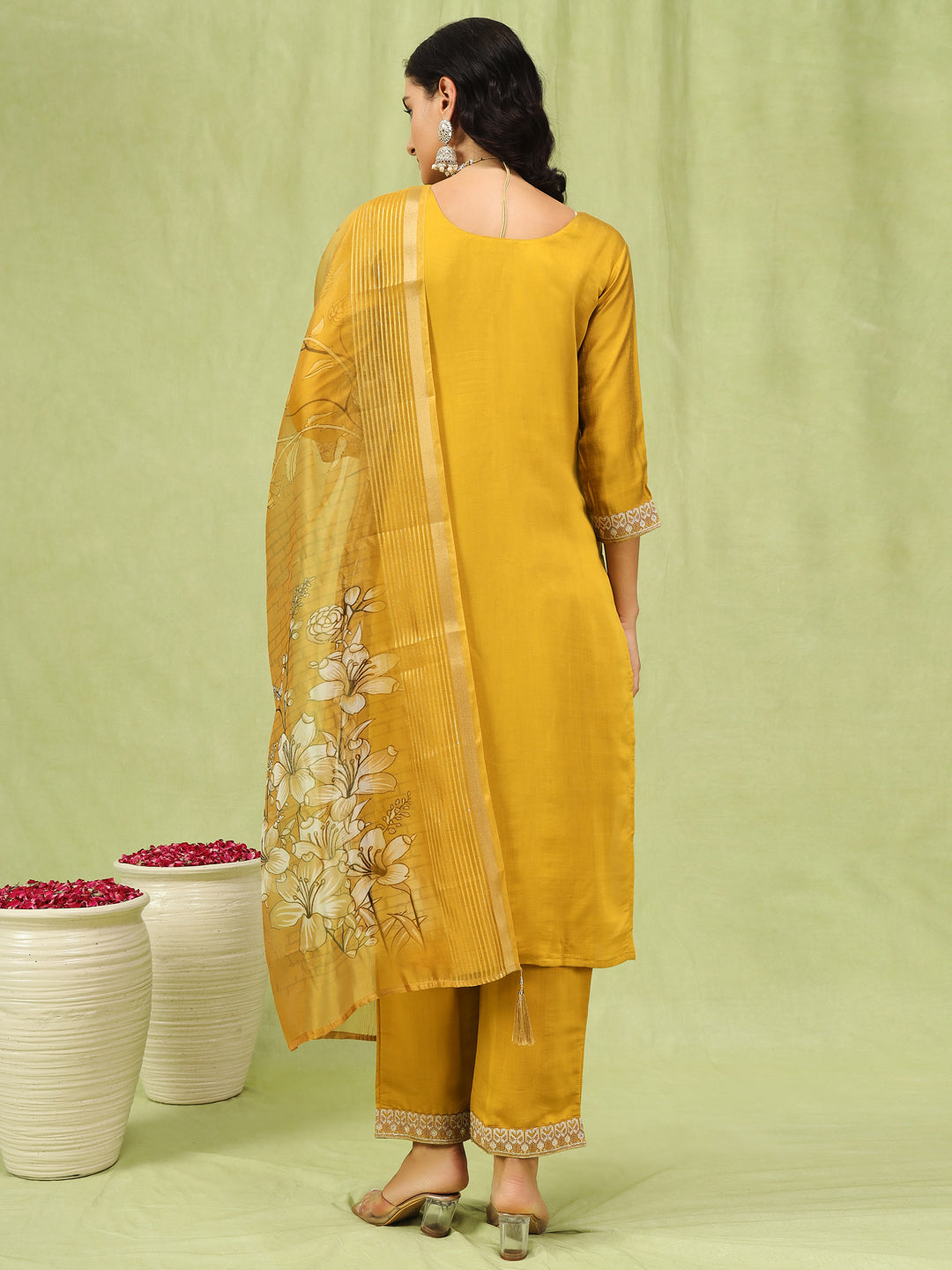 Ritu Women’s Viscose Roman Silk Embroidery Straight Kurta Pant with Dupatta Set - FitVibe Fashion