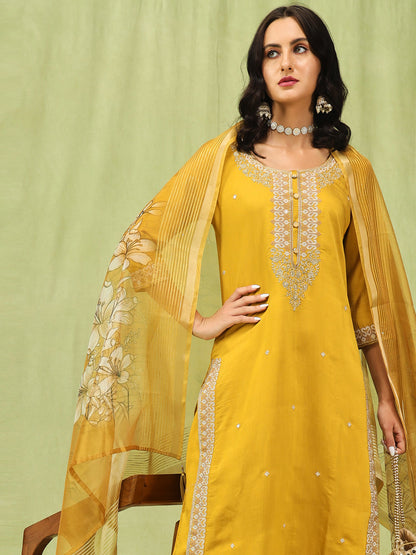 Ritu Women’s Viscose Roman Silk Embroidery Straight Kurta Pant with Dupatta Set - FitVibe Fashion