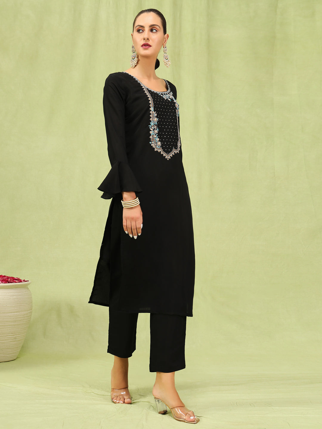 Kiran Women’s Viscose Roman Silk Embroidery Straight Kurta Pant with Dupatta Set - FitVibe Fashion