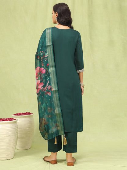 Hemani Women’s Viscose Roman Silk Embroidery Straight Kurta Pant with Dupatta Set - FitVibe Fashion