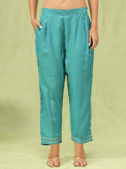 Shishira Viscose Roman Silk Embroidery Straight Kurta Pant with Organza Dupatta Set - FitVibe Fashion