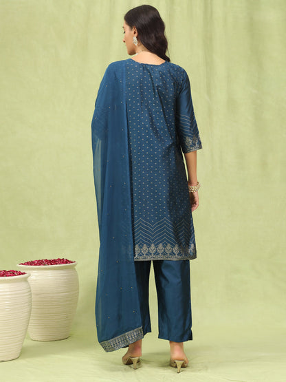 Komal Women Cotton Silk Blend Kurta and Pant Sets with Handwork and Dupatta - FitVibe Fashion