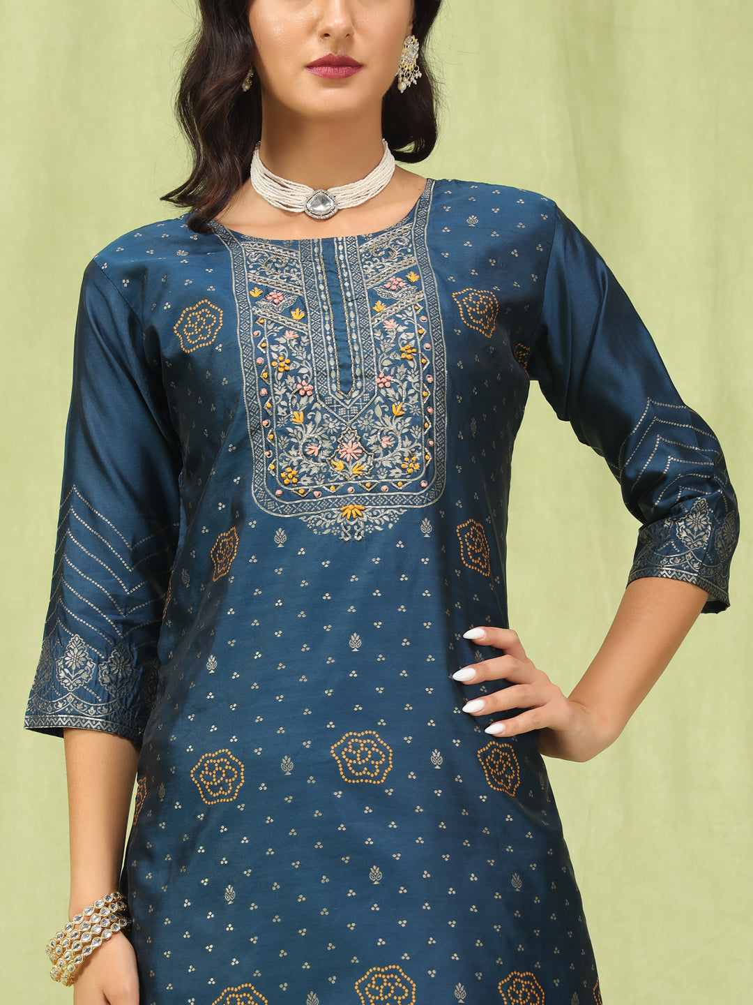 Komal Women Cotton Silk Blend Kurta and Pant Sets with Handwork and Dupatta - FitVibe Fashion