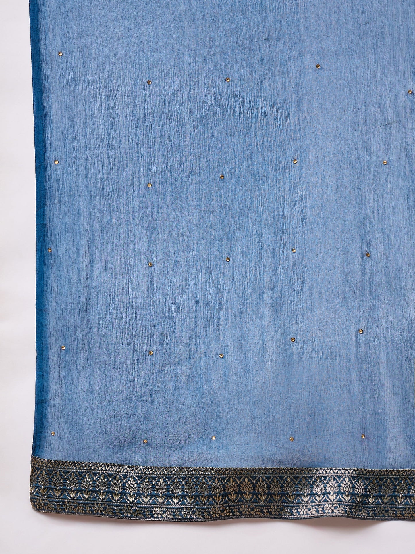 Gulzaar N-blue Women Cotton Silk Blend Straight Suit Set with Handwork - FitVibe Fashion