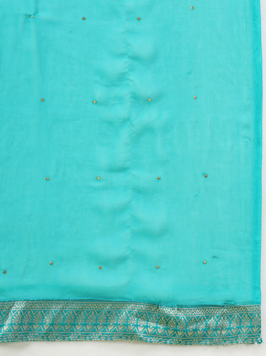 Kavya Women Cotton Silk Blend Kurta and Pant Sets with Handwork and Dupatta - FitVibe Fashion