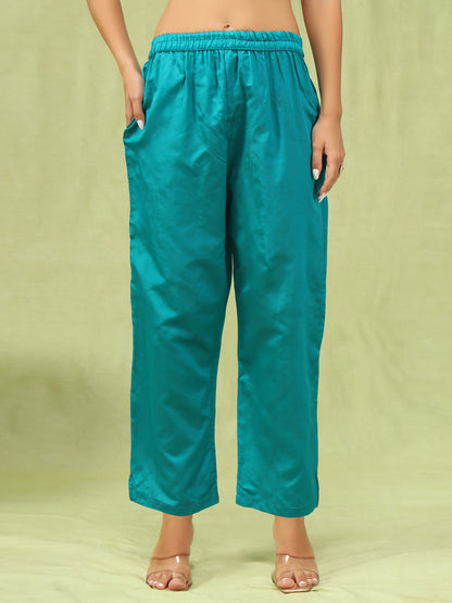 Kavya Women Cotton Silk Blend Kurta and Pant Sets with Handwork and Dupatta - FitVibe Fashion