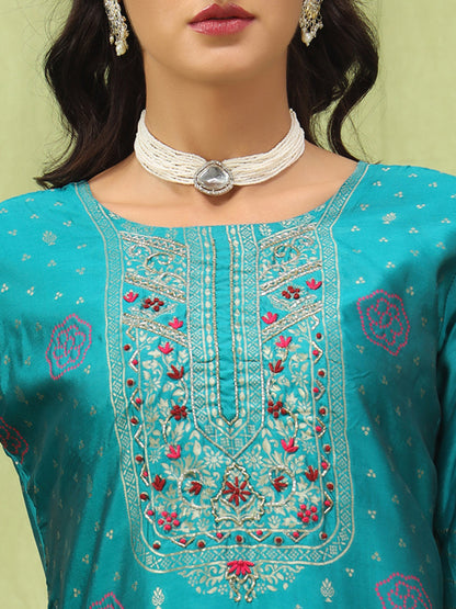 Kavya Women Cotton Silk Blend Kurta and Pant Sets with Handwork and Dupatta - FitVibe Fashion