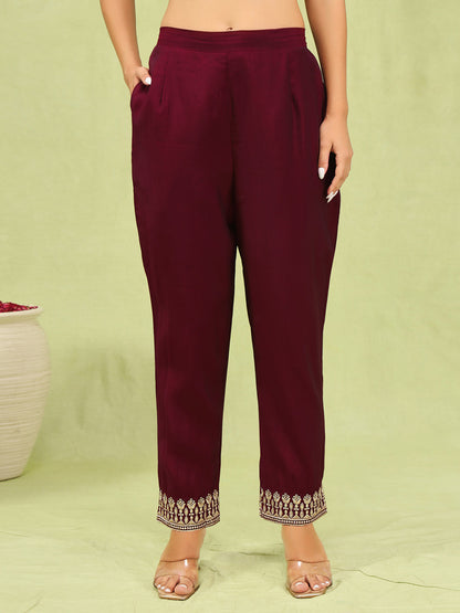 Megha Women’s Viscose Roman Silk Embroidery Straight Kurta Pant with Dupatta Set - FitVibe Fashion