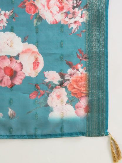 Gauri Women’s Viscose Roman Silk Embroidery Straight Kurta Pant with Dupatta Set - FitVibe Fashion