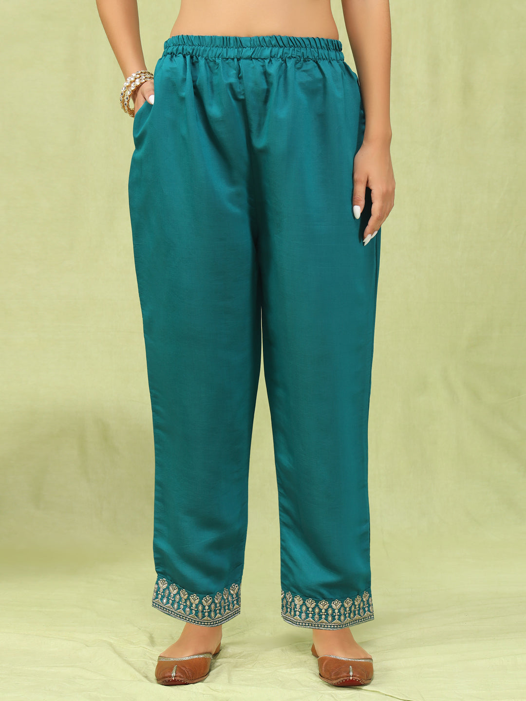 Gauri Women’s Viscose Roman Silk Embroidery Straight Kurta Pant with Dupatta Set - FitVibe Fashion