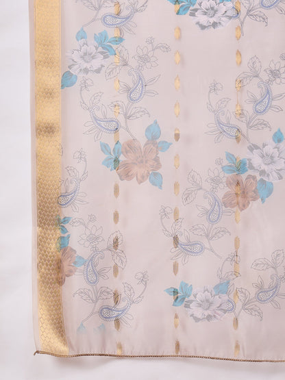 Jhalak Beige Women Silk Blend Kurta and Trousers Pant Set - FitVibe Fashion