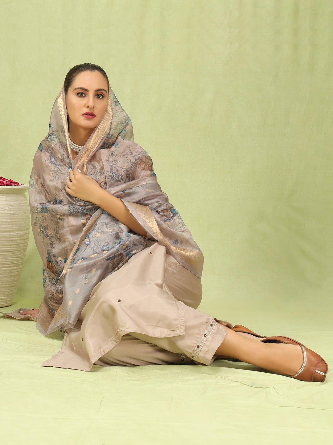 Bhagirathi Women Kurta and Trousers Pant Set Silk Blend - FitVibe Fashion