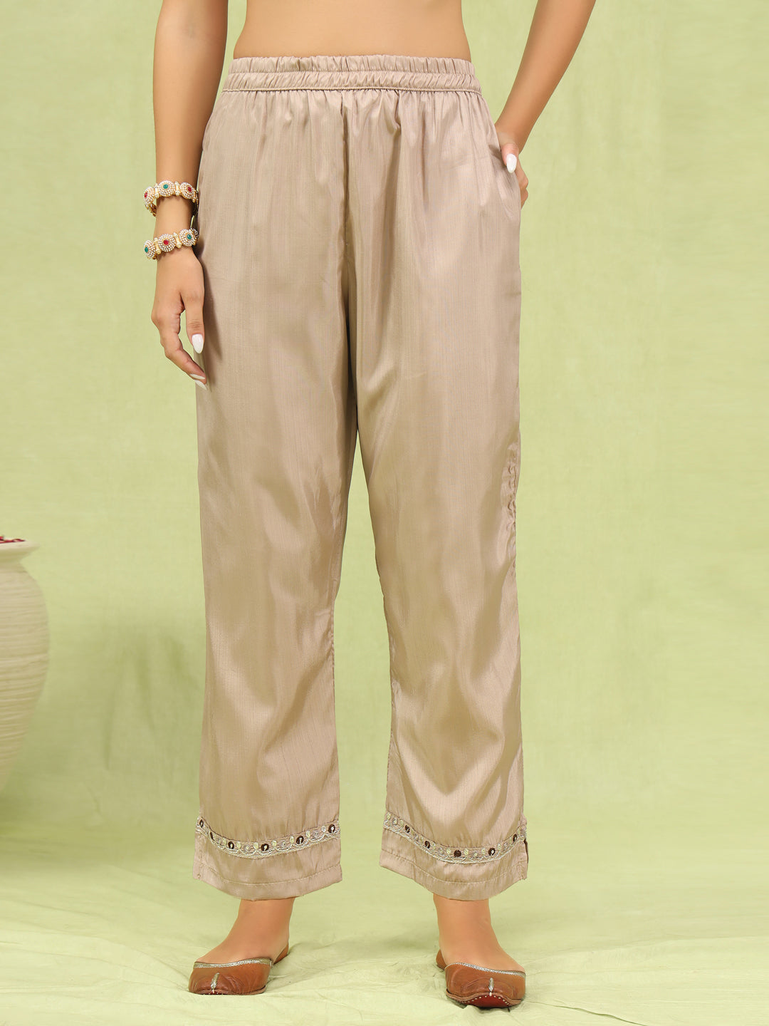 Bhagirathi Women Kurta and Trousers Pant Set Silk Blend - FitVibe Fashion