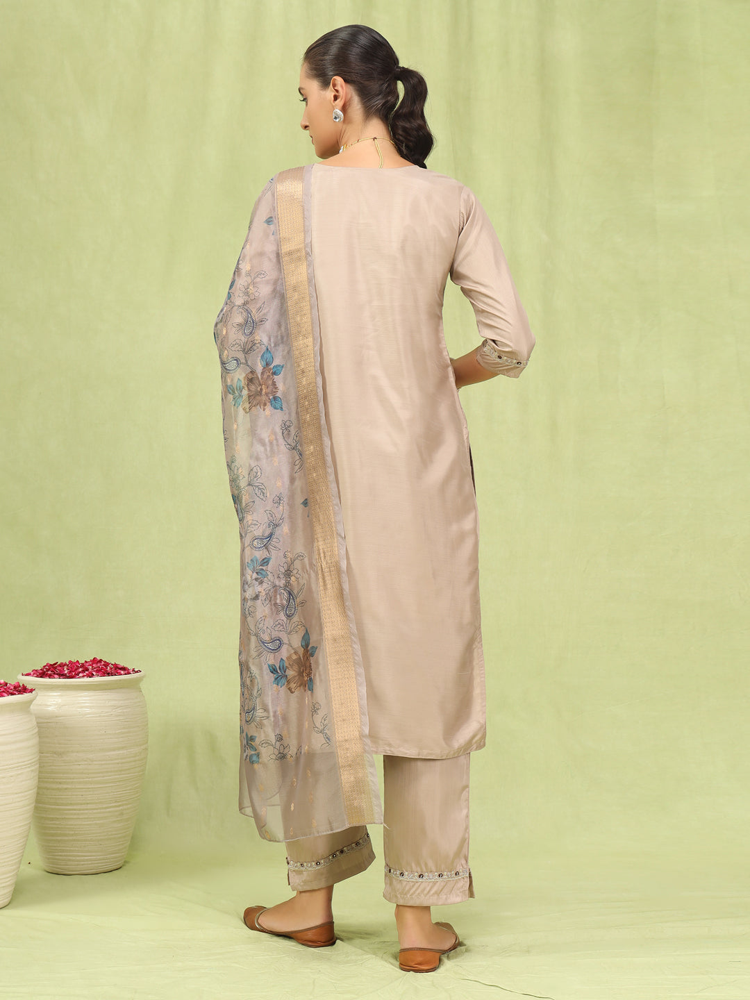 Bhagirathi Women Kurta and Trousers Pant Set Silk Blend - FitVibe Fashion