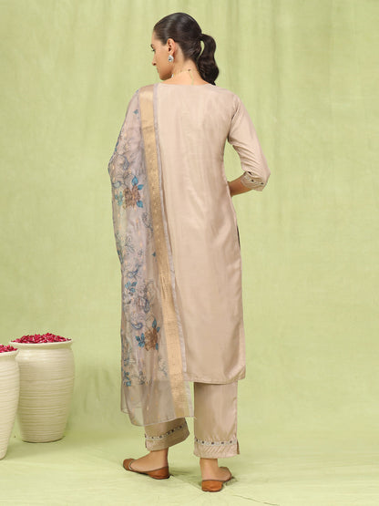 Bhagirathi Women Kurta and Trousers Pant Set Silk Blend - FitVibe Fashion