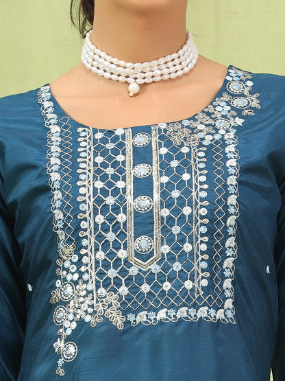 Bhairavi Women Kurta and Trousers Pant Set Silk Blend - FitVibe Fashion