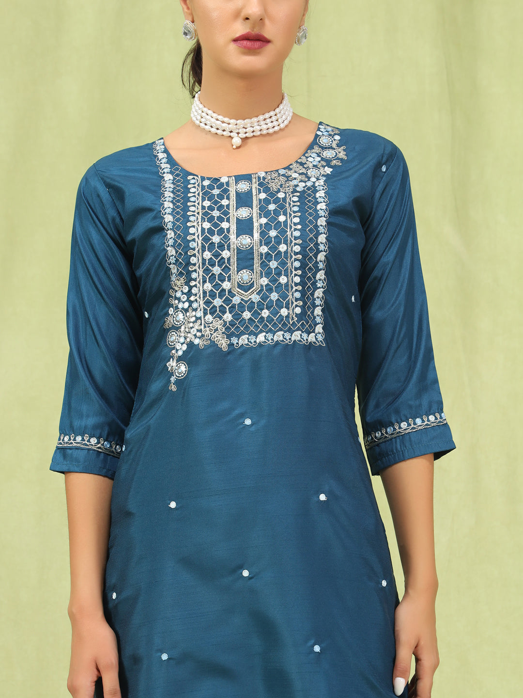 Bhairavi Women Kurta and Trousers Pant Set Silk Blend - FitVibe Fashion