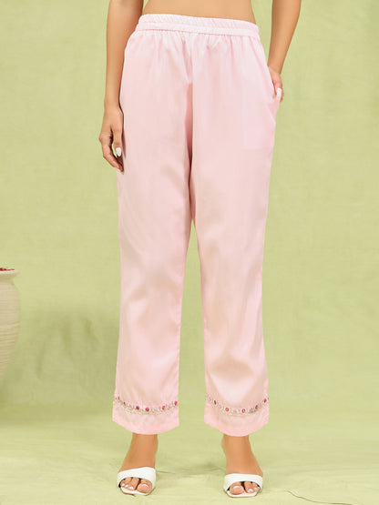 Bhanita  Women Kurta and Trousers Pant Set Silk Blend - FitVibe Fashion