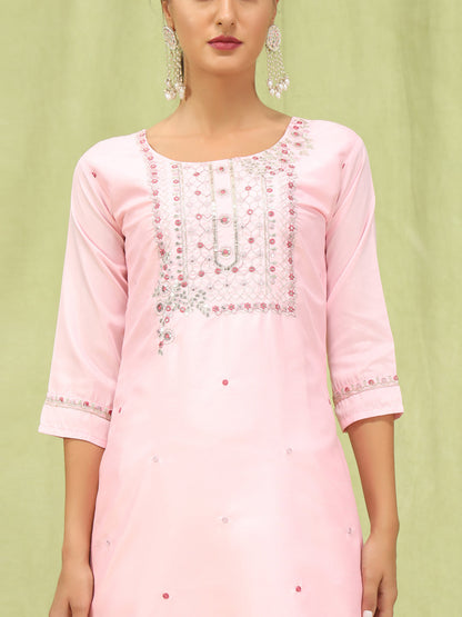 Bhanita  Women Kurta and Trousers Pant Set Silk Blend - FitVibe Fashion